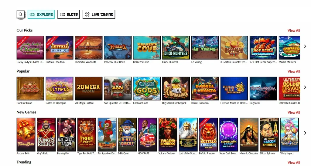 Spelaanbod bij Manga Casino